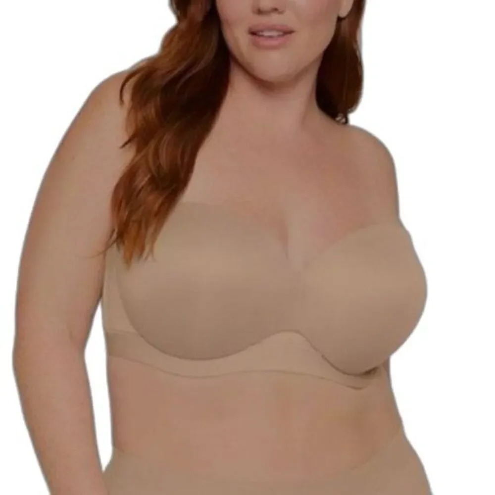 Cacique NWT Women's Tan Lightly Lined Underwire Strapless Bra Size 46DD